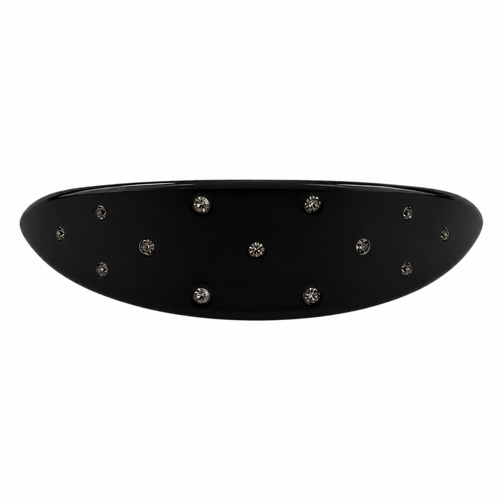 WS Acetate Barette Oval with Crystal - Black