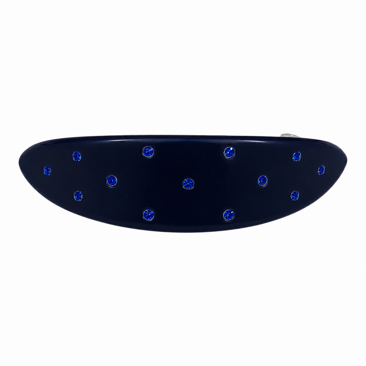 WS Acetate Barette Oval with Crystal - Navy