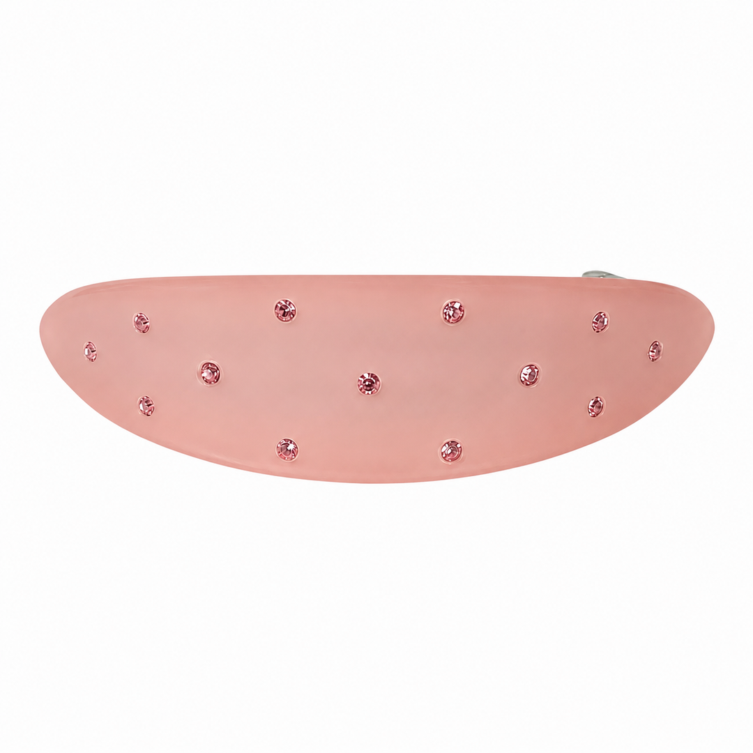 WS Acetate Barette Oval with Crystal - Pink