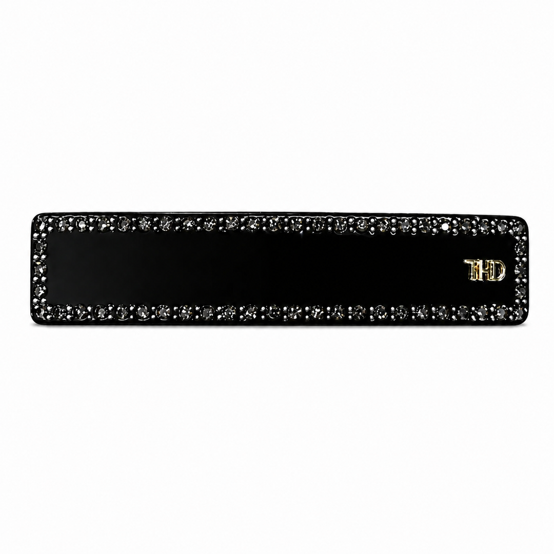 WS Acetate Barette with Crystals - Black - Hero