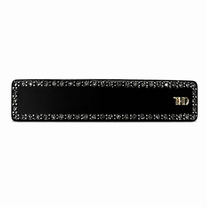 WS Acetate Barette with Crystals - Black - Hero