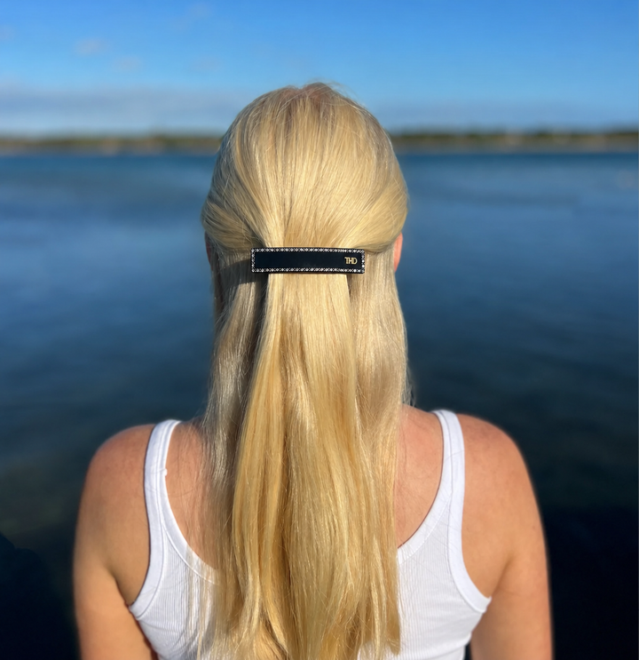 WS Acetate Barette with Crystals - Black - Image 1