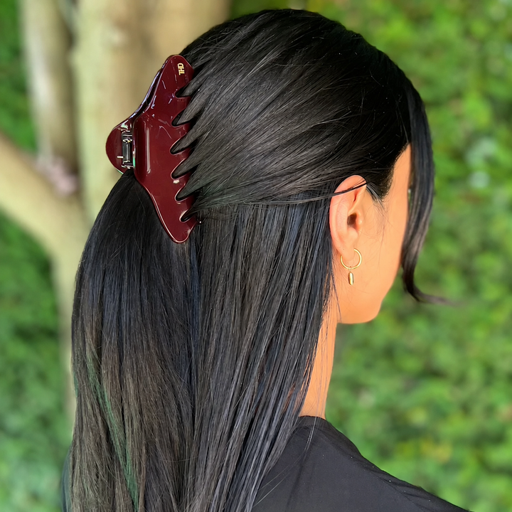 WS Acetate Cassandra Oversized Hair Claw Trim - Wine - Image 1