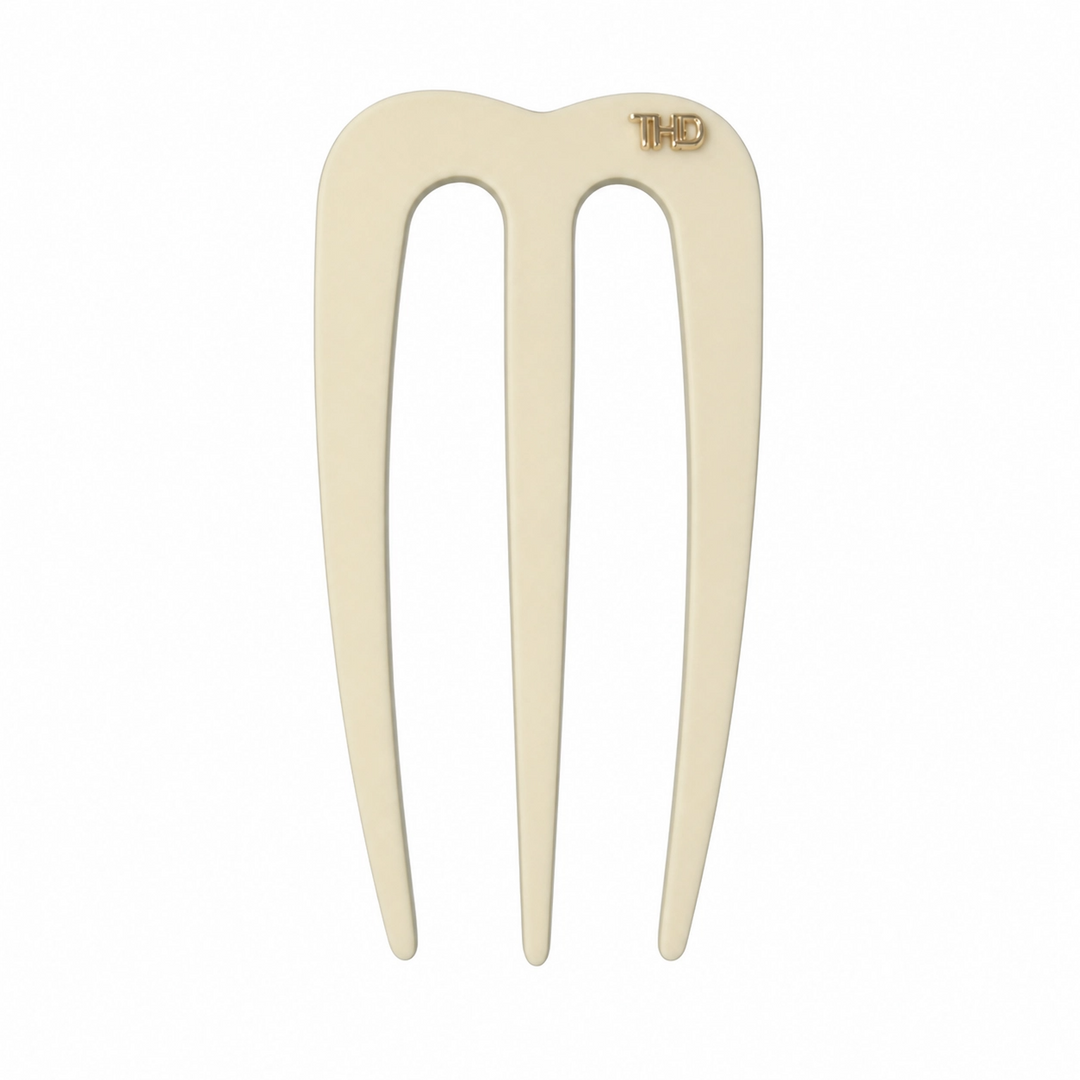 WS Acetate Chignon M Pin - Ivory & Black Trim - Hero