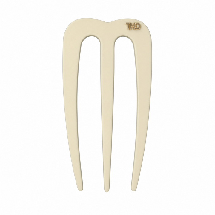 WS Acetate Chignon M Pin - Ivory & Black Trim - Hero