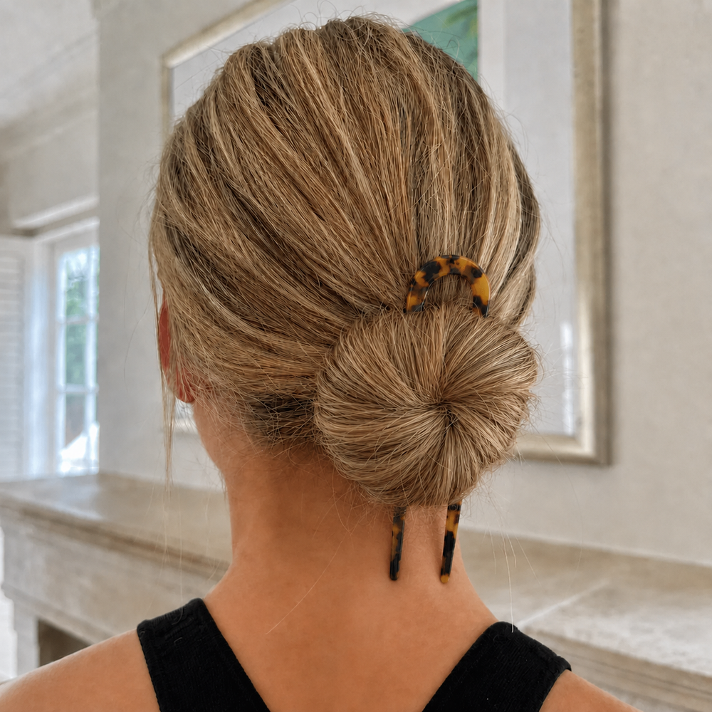 WS Acetate Chignon U Pin Tortoise - Gaia Tortoise - Image 1