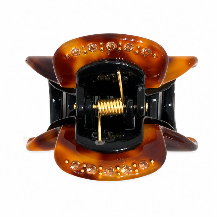 WS Acetate Hair Claw Small with Crystals Tortoise - Classic Tortoise - Image 1
