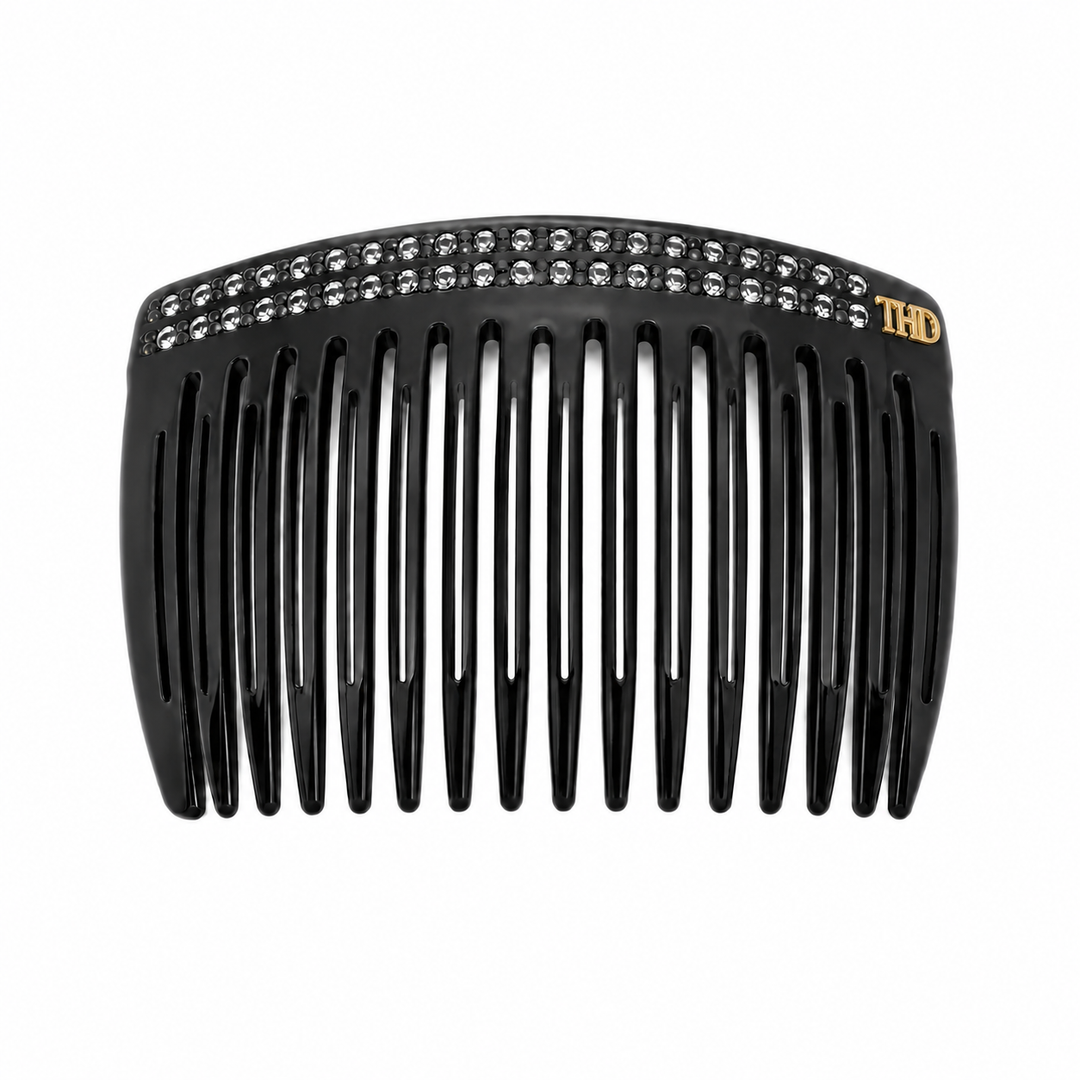 WS Acetate Haircomb with Crystals - Black - Hero