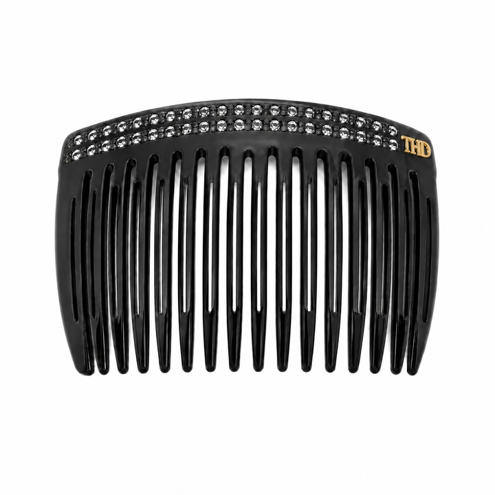 WS Acetate Haircomb with Crystals - Black - Hero