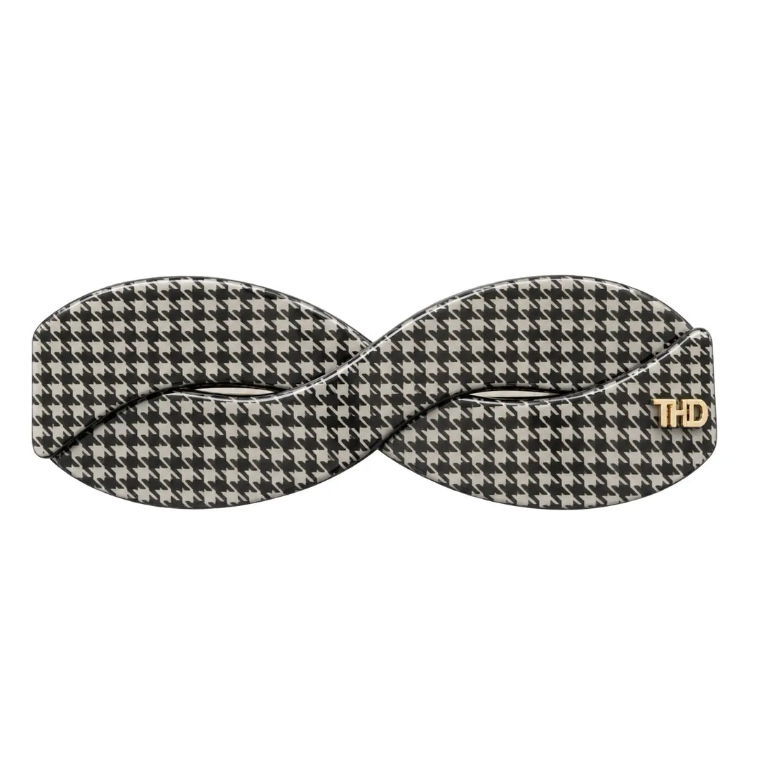 WS Acetate Harmony Barrette with Trim - Herringbone Black