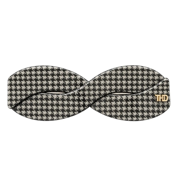 WS Acetate Harmony Barrette with Trim - Herringbone Black
