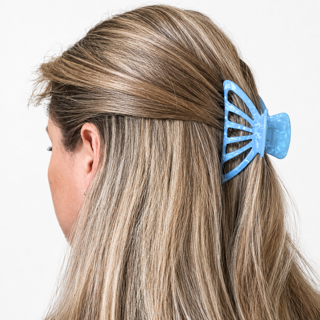 WS Acetate Large Cutout Hair Claw Pearl - Pearl Blue - Image 1