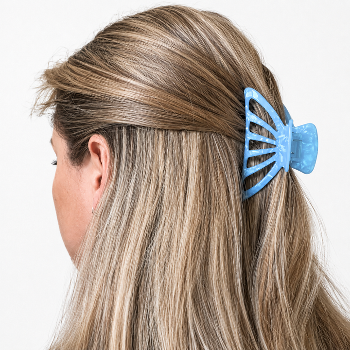 WS Acetate Large Cutout Hair Claw Pearl - Pearl Blue - Image 1