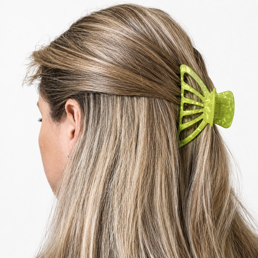 WS Acetate Large Cutout Hair Claw Pearl - Pearl Green - Image 1