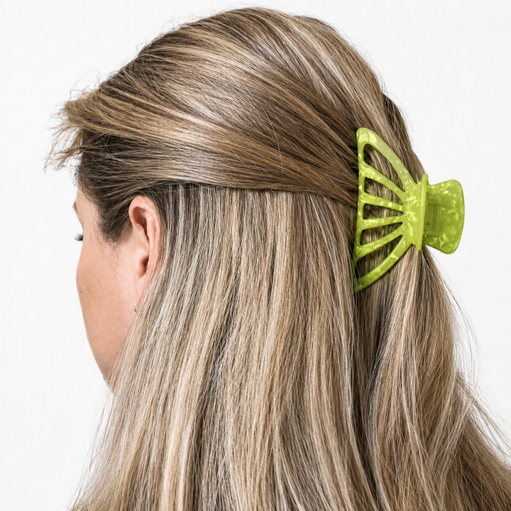 WS Acetate Large Cutout Hair Claw Pearl - Pearl Green - Image 1