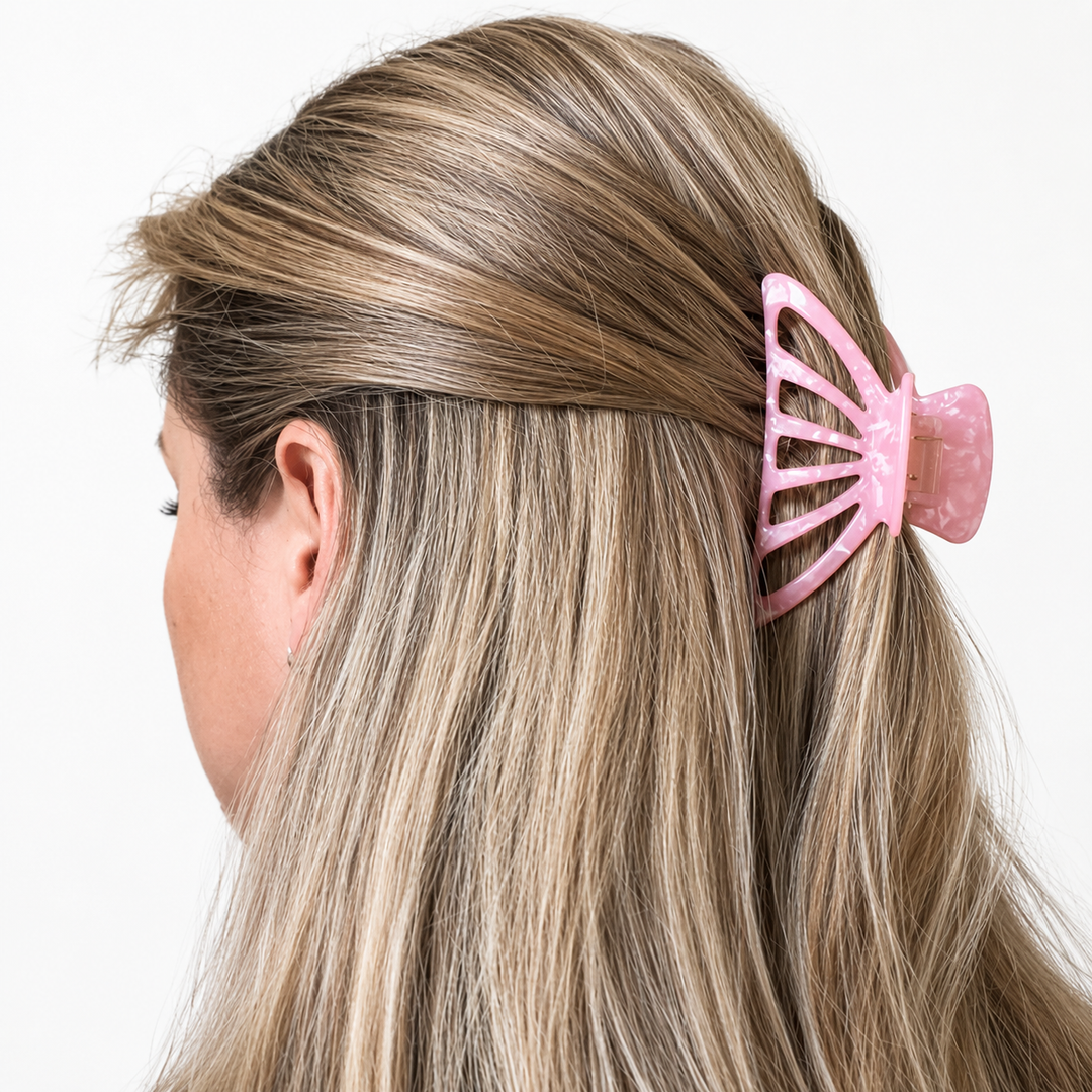 WS Acetate Large Cutout Hair Claw Pearl - Pearl Pink - Image 1