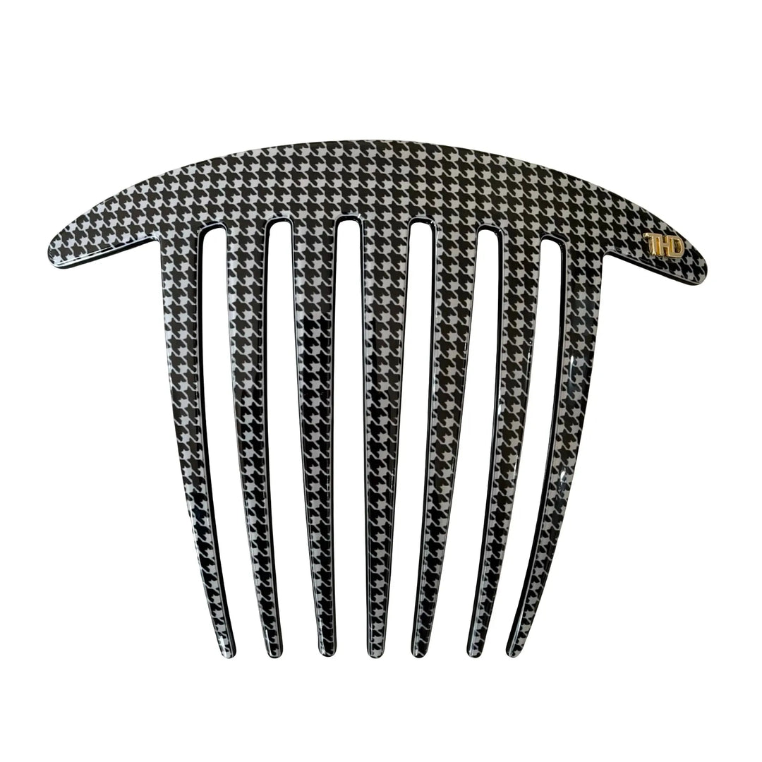 Acetate Pleat French Roll Haircomb 2.6mm - Herringbone Black