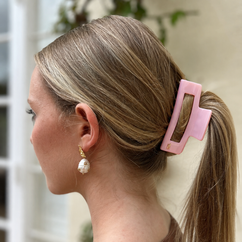 WS Acetate Rectangular Hair Claw - Crystal Rose - Image 1