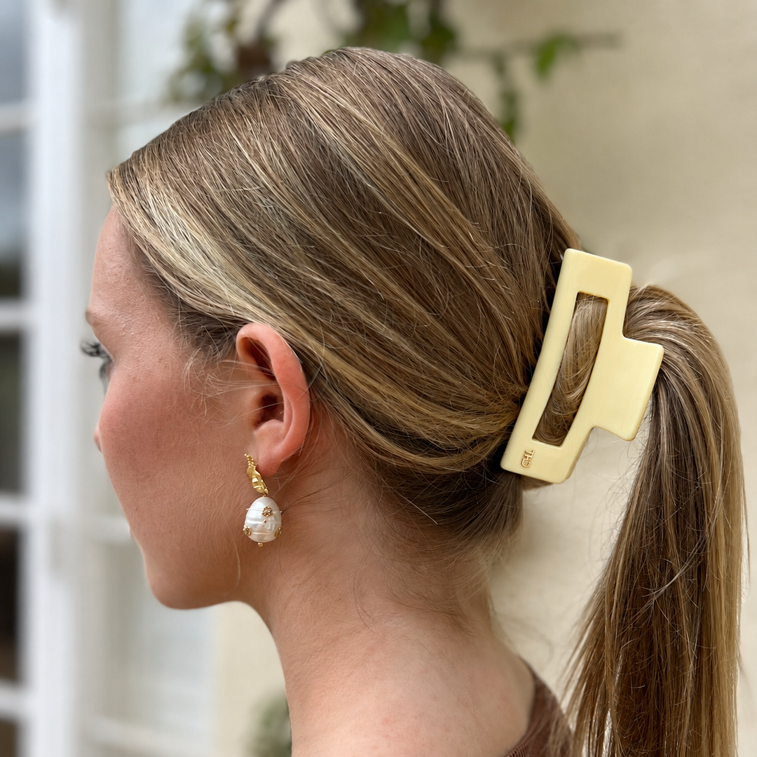 WS Acetate Rectangular Hair Claw - Yellow - Image 1