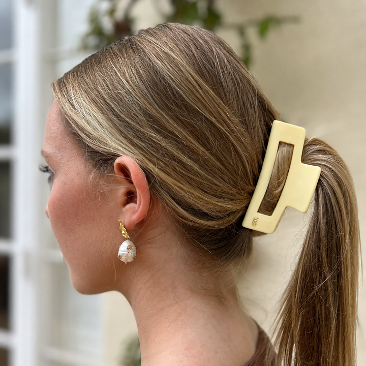 WS Acetate Rectangular Hair Claw - Yellow - Image 1