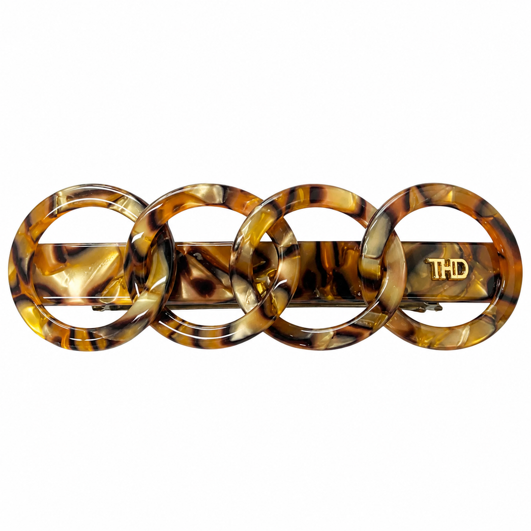 WS Acetate Rings Barette Marble - Gold Marble - Hero