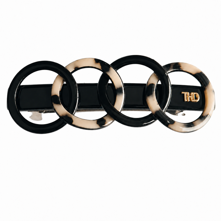 WS Acetate Rings Barette Tortoise - Light Tortoise & Black