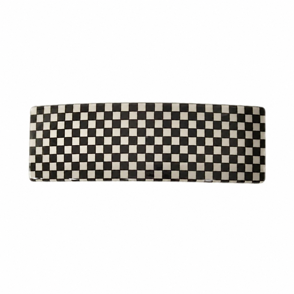 WS Acetate Barette Check - White/Black (Wide)