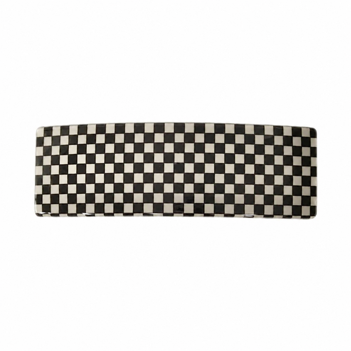WS Acetate Barette Check - White/Black (Wide)