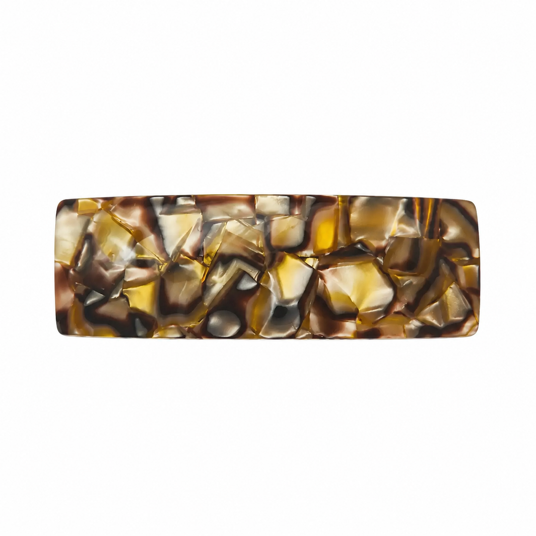 WS Acetate Wide Barette Marble - Gold