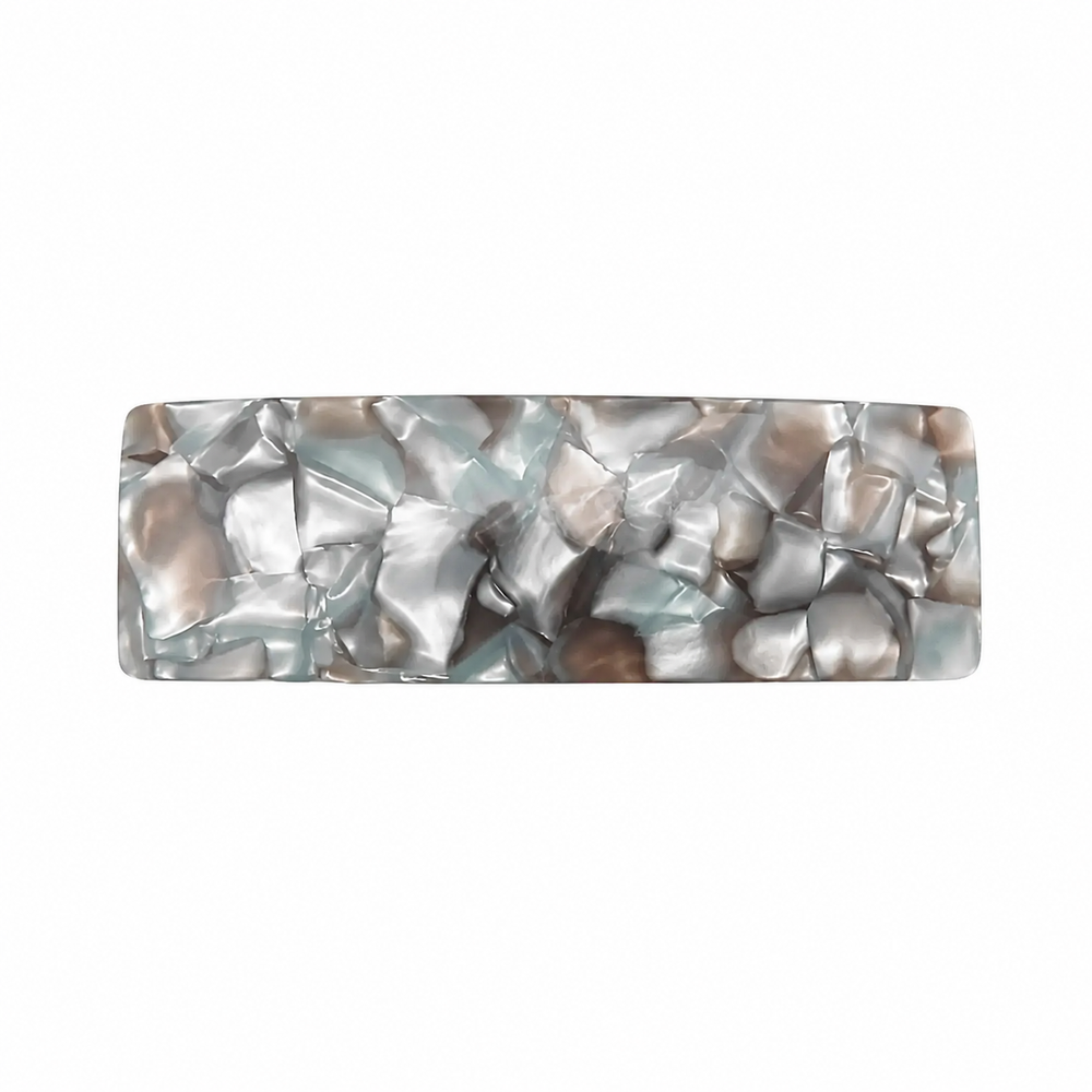 WS Acetate Wide Barette Marble - Silver
