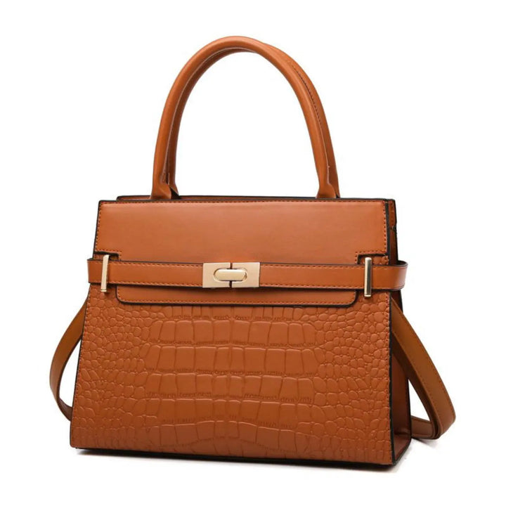 WS Alexandra Vegan Croc Tote Bag - Tan - Hero