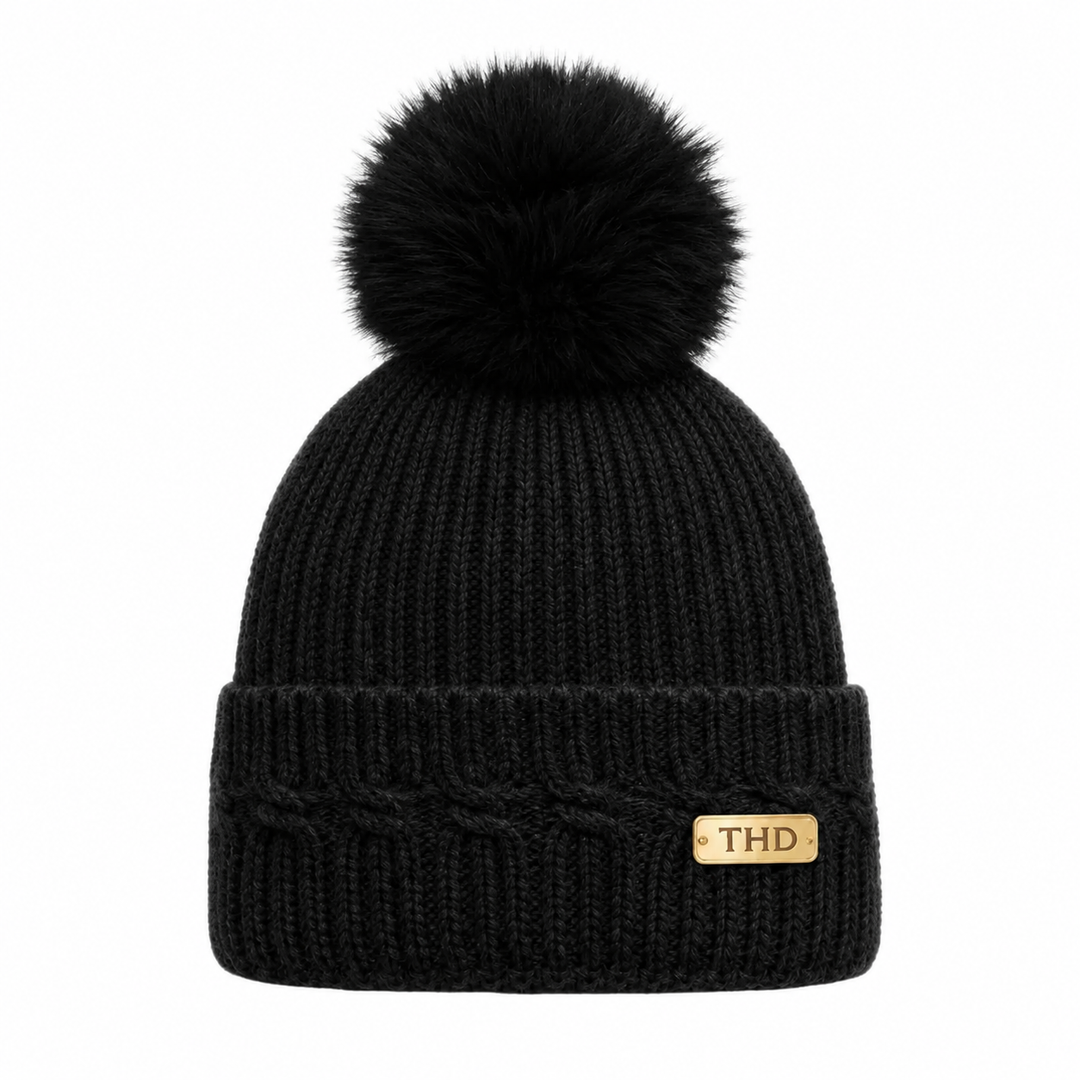 WS Angora Beanie Pompom - Black - Hero