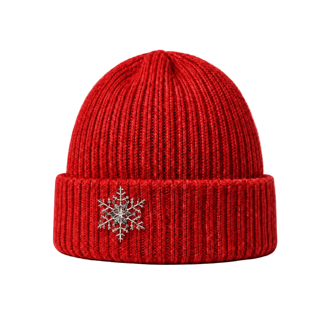 WS Angora Blend Beanie with Snowflake - Red - Hero