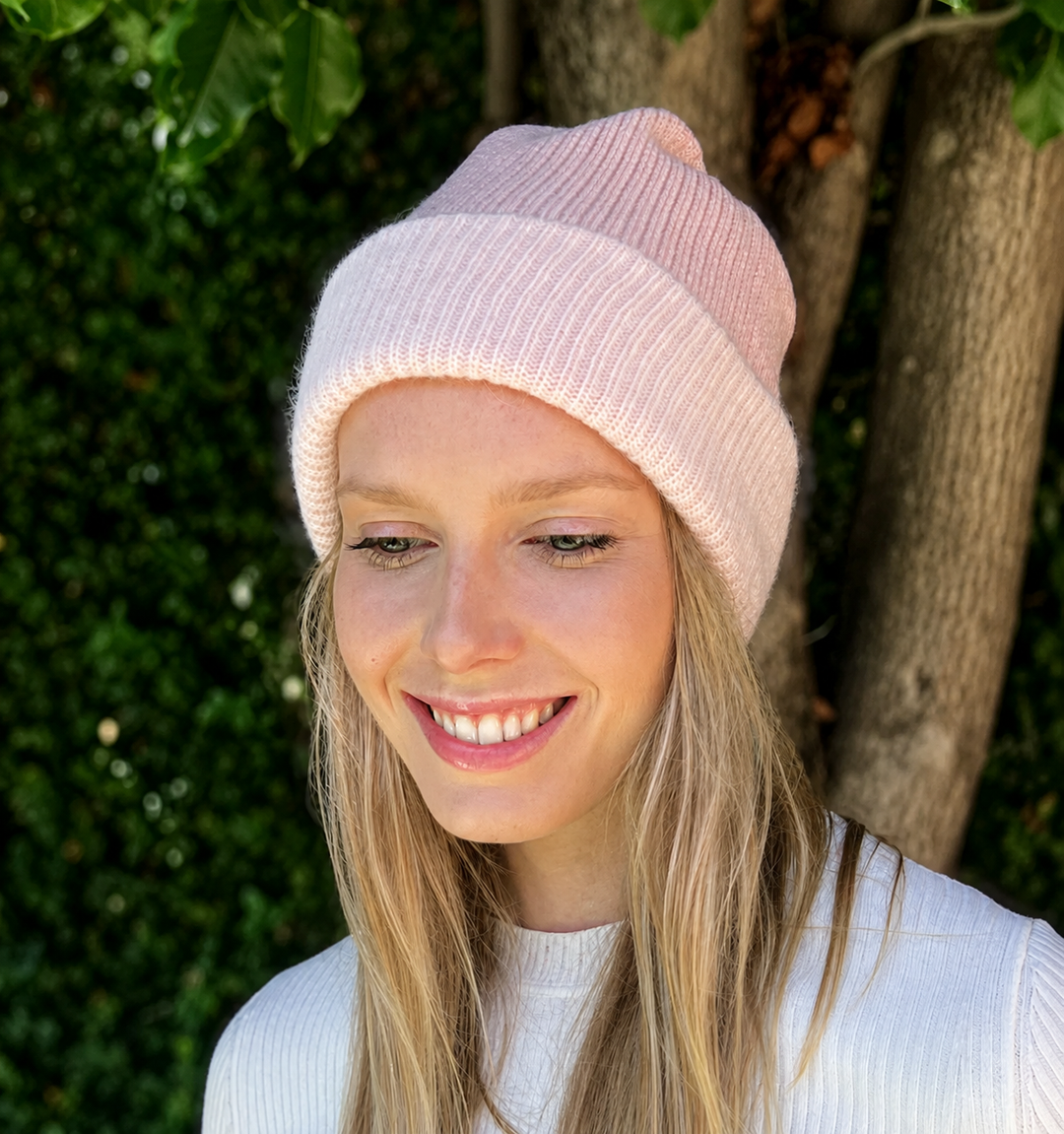 WS Angora Blend Slouch Beanie - Pink - Image 2