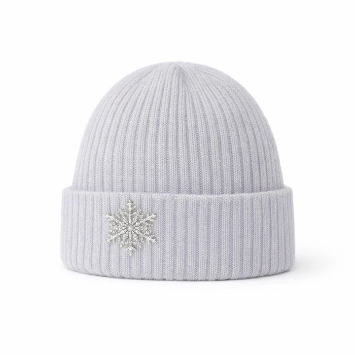 WS Angora Blend Beanie with Snowflake - Grey
