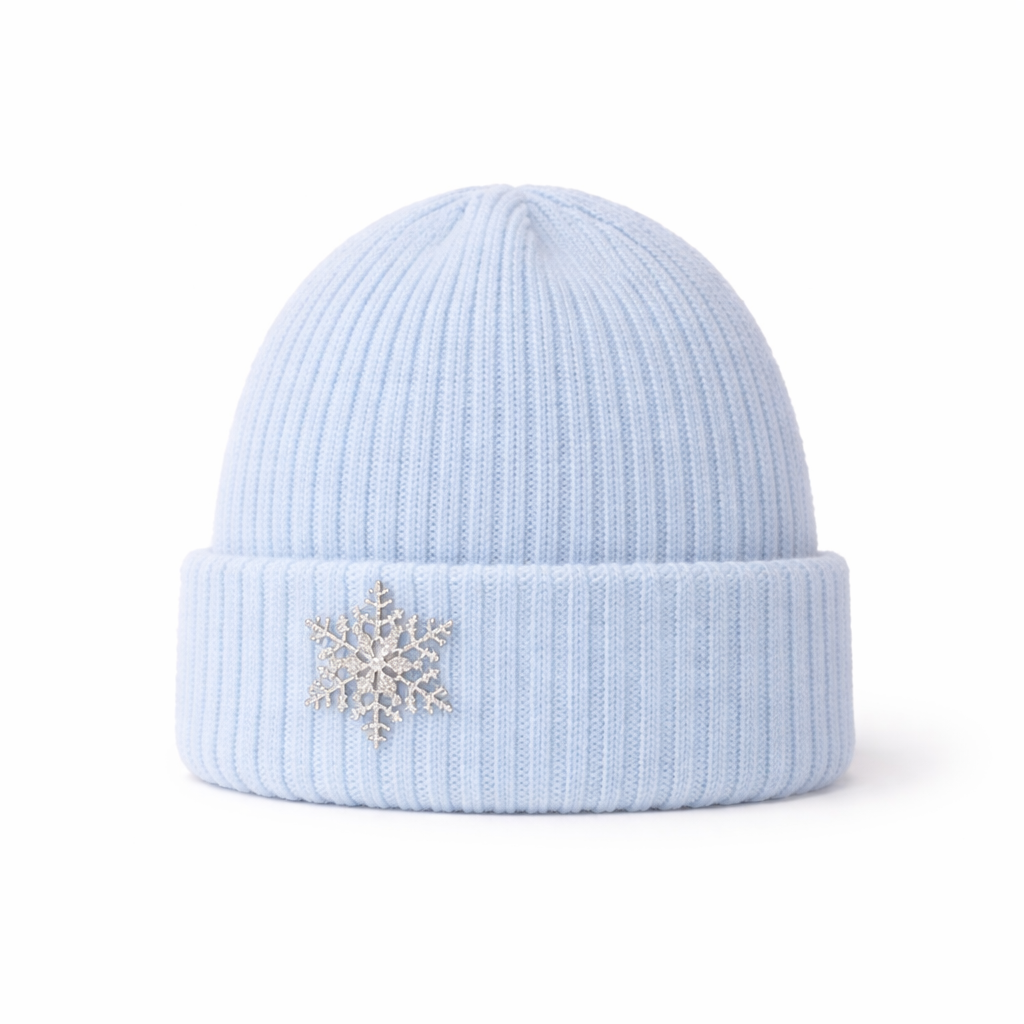 WS Angora Blend Beanie with Snowflake - Blue - Hero