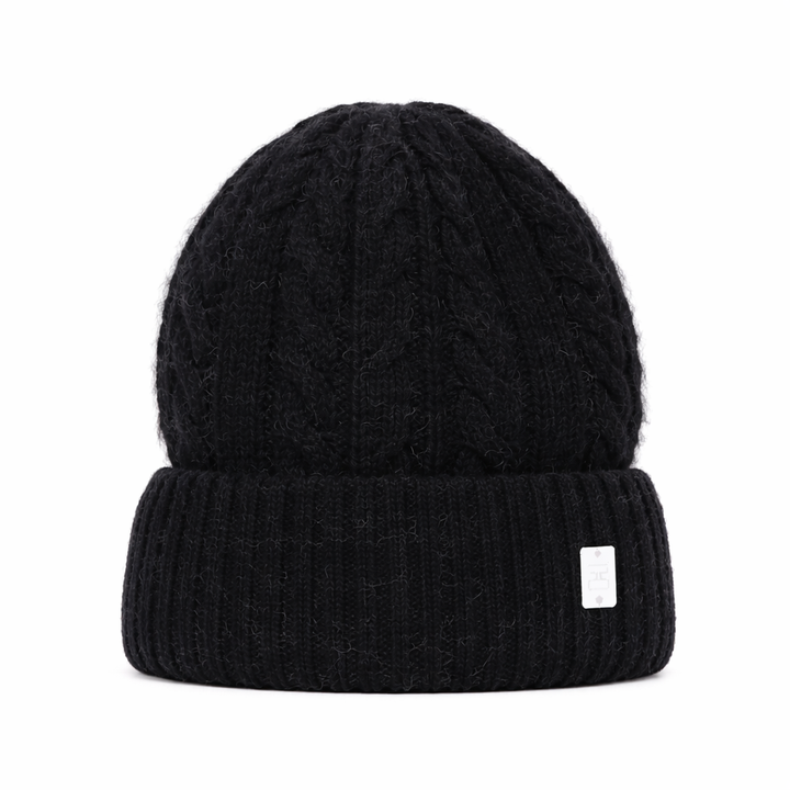 WS Cable Angora Blend Beanie - Black - Hero