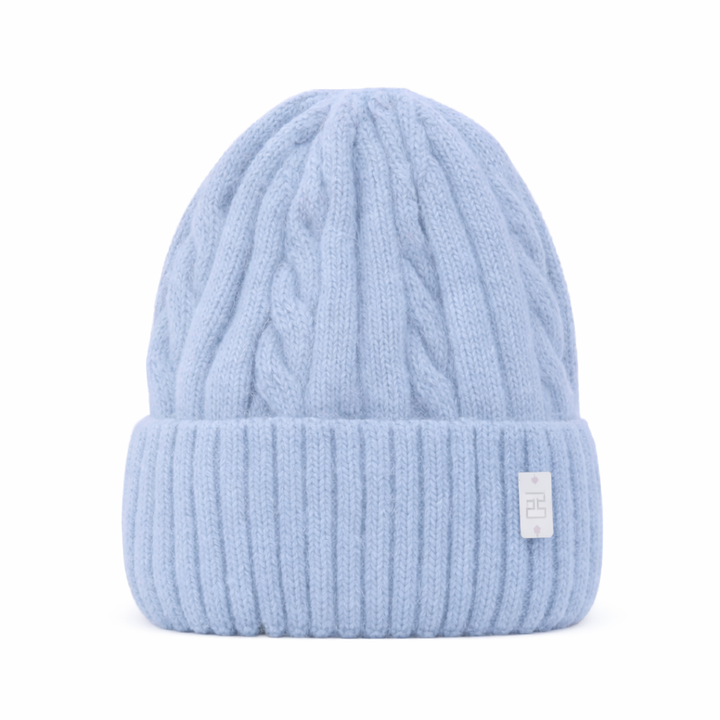WS Cable Angora Blend Beanie - Glacier Blue - Hero