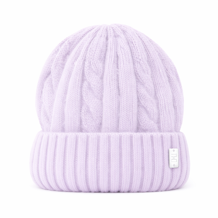 WS Cable Angora Blend Beanie - Purple - Hero