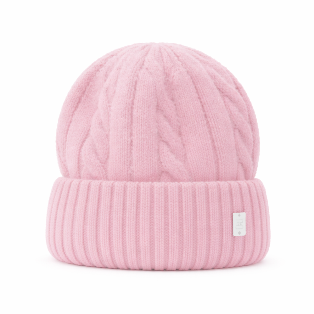 WS Cable Angora Blend Beanie - Pink - Hero