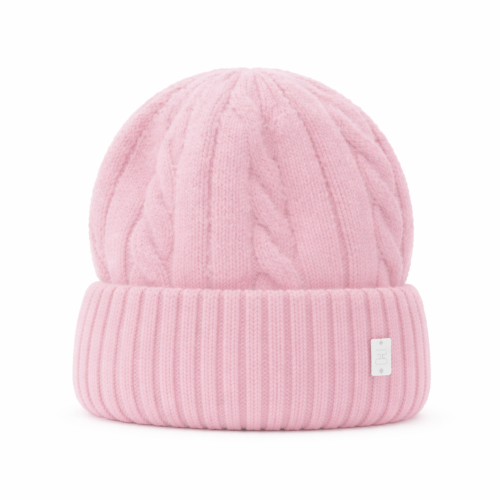 WS Cable Angora Blend Beanie - Pink - Hero
