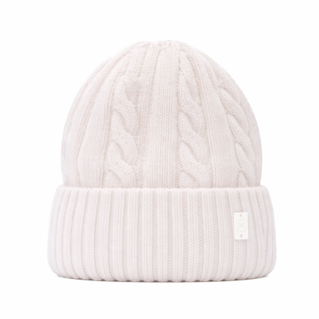 WS Cable Angora Blend Beanie - White - Hero