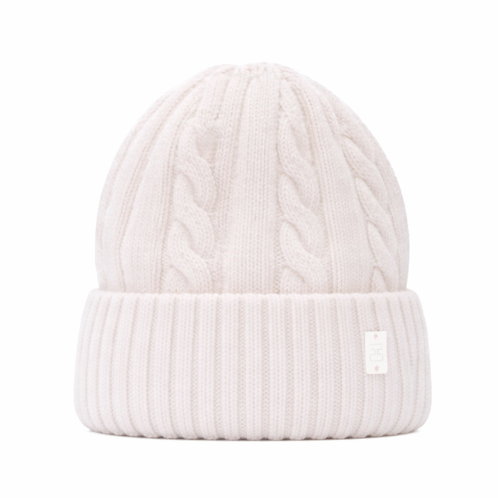 WS Cable Angora Blend Beanie - White - Hero