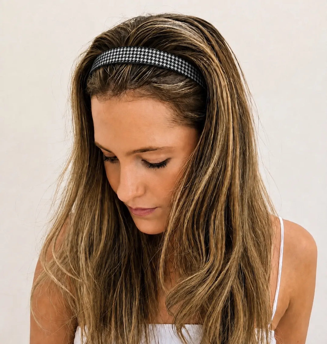 Cellulose Acetate Headband 2.5cm Herringbone Pastel