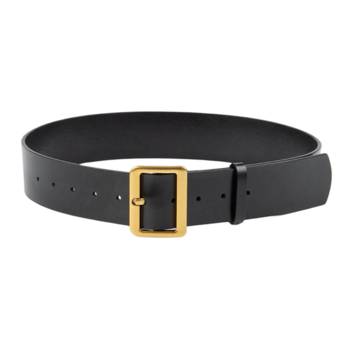 Black Leather Boston Belt 4.8cm - Gold - Hero