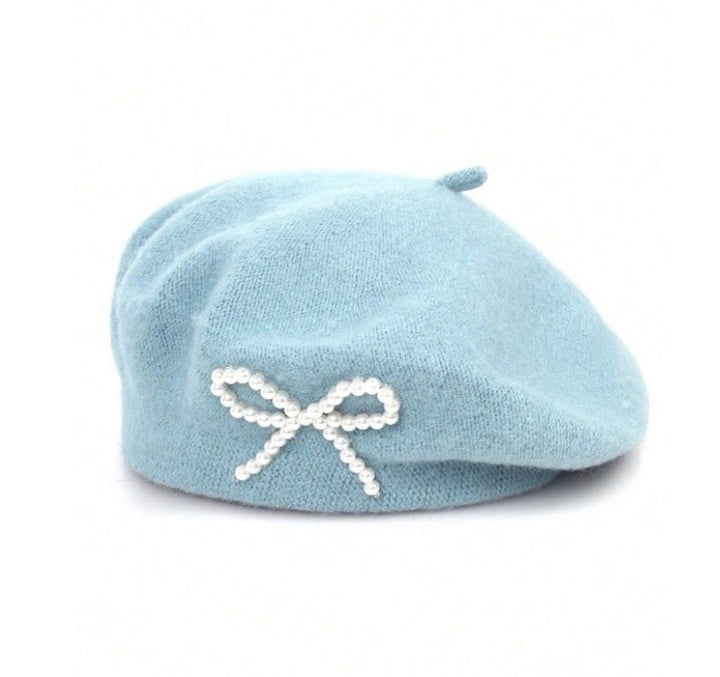 WS Pearl Wool Blend Beret - Powder Blue
