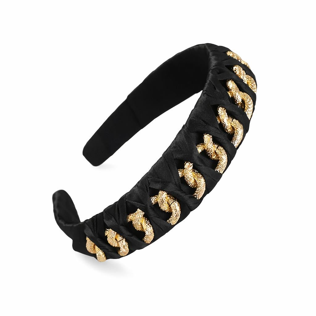 WS Headband - Braided Gold & Black - Hero