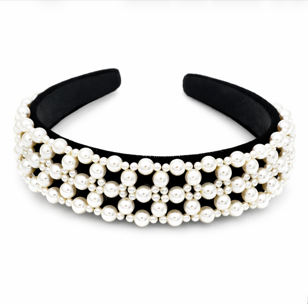 WS - Pearl Statement Headband - Pearl & Black - Hero