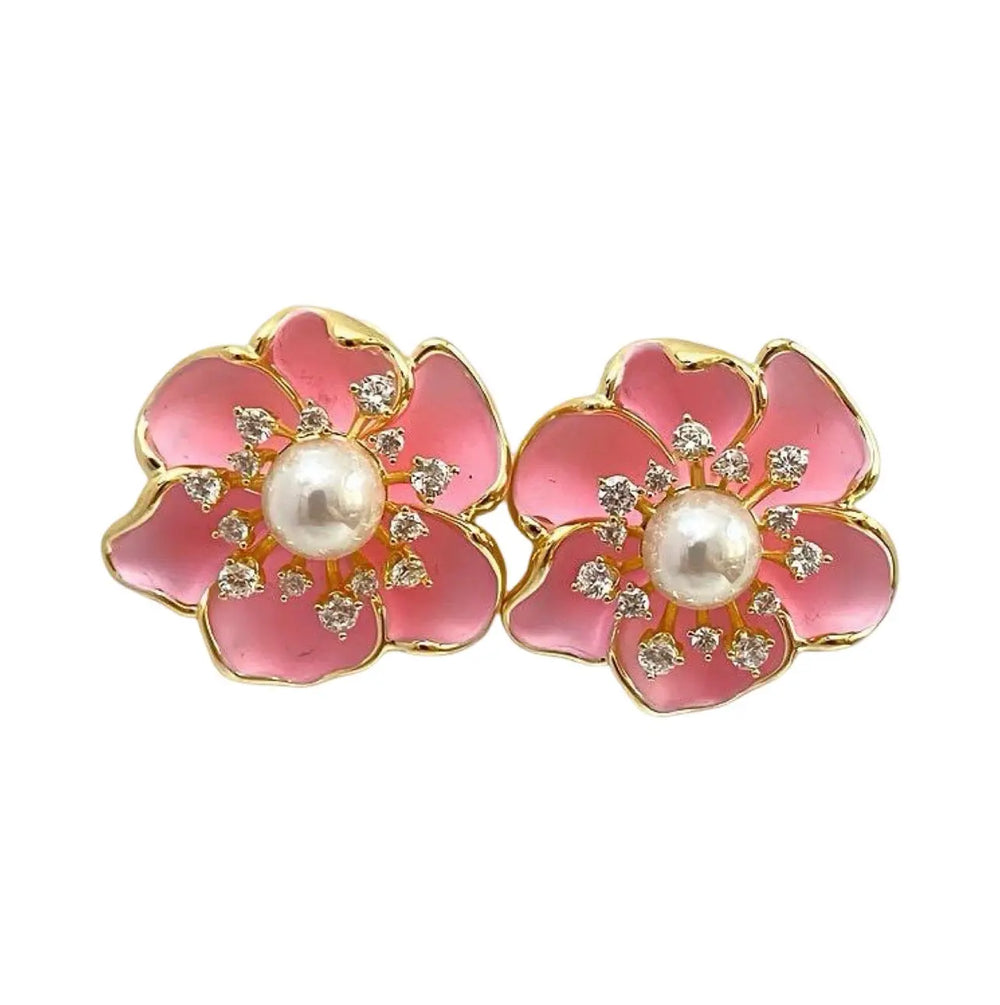 Blossom Pearl Earrings - Pink