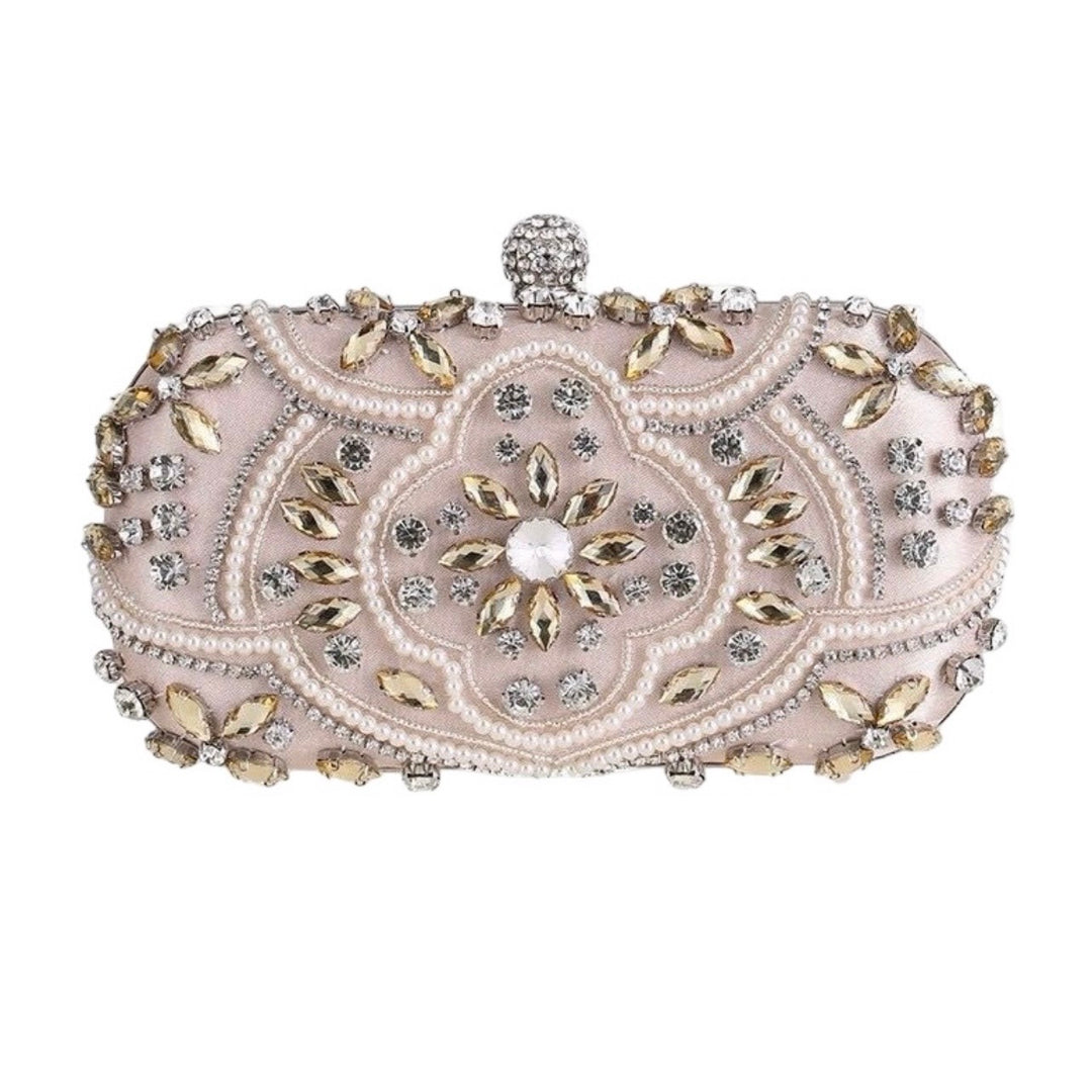 WS Blush Radiance Crystal Clutch Bag - Nude